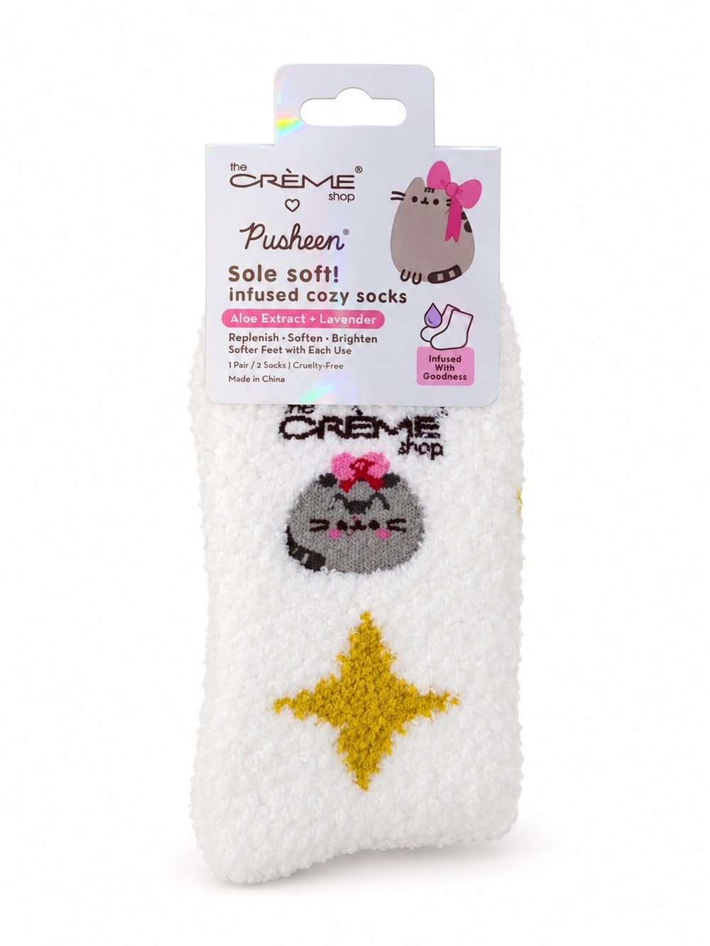 Pusheen White & Yellow Cozy Infused Socks by The Crème Shop